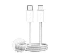 Puro Fabrik 60W Braided Kabelis USB-C – USB-C 3m – baltos spalvos