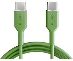 Puro ICON duomenų perdavimo ir įkrovimo kabelis | USB-C į USB-C | 1,5 m | žalias