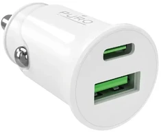 Puro Pro Lite automobilio įkroviklis | 20W | PD | USB-C, USB-A | balta