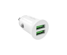 Puro Pro Lite automobilinis įkroviklis 2x USB-A 10W – baltos spalvos