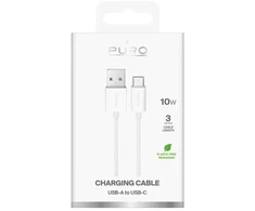 Puro PUCAC10W3MTWHI duomenų perdavimo ir įkrovimo kabelis | USB-A į USB-C | 10W | 3 m | balta