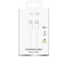 Puro PUCCC25W3MTWHI duomenų perdavimo ir įkrovimo kabelis | USB-C į USB-C | 25 W | 3 m | balta