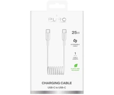 Puro PUCCC25WSPWHI duomenų perdavimo ir įkrovimo kabelis | USB-C į USB-C | 25 W | 1 m | baltas