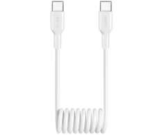 Puro 25W USB-C Spiral kabelis – USB-C 1m – baltos spalvos