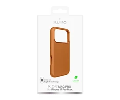 Puro Icon Mag Pro Liquid Silikoninis dėklas for iPhone 17 Pro Max, MagSafe Compatible, with Camera Protection and Aluminum Mygtukai - Oranžinis