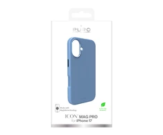 Puro Pure Icon Mag Pro Liquid Silikoninis dėklas for iPhone 17, MagSafe Compatible, with Camera Protection and Aluminum Mygtukai - Mėlyna