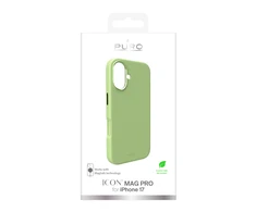 Puro Icon Mag Pro Liquid Silicone dėklas skirtas iPhone 17, MagSafe Compatible, with Camera Protection and Aluminum Mygtukai – Žalias