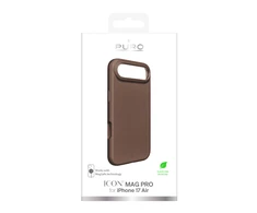 Puro Icon Mag Pro skysto silikoninio dėklo dėklas, skirtas iPhone 17 Air, suderinamas su MagSafe, su kameros apsauga ir aliuminio Mygtukai - rudas