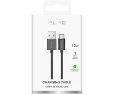 Puro Puro PUCM12WBLK įkrovimo laidas | USB-A į Micro USB | 12 W | 1 m | juodas