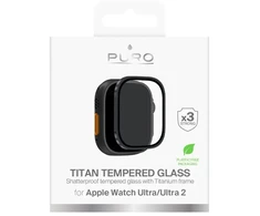 Puro Tempered Glass with Titanium Bezel for Apple Watch Ultra / Ultra 2 / Ultra 3M - Juodas