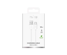 Puro TPE 10W USB-A – USB-C kabelis 3m – baltos spalvos
