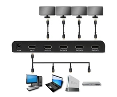 Qoltec 51798 aktyvus HDMI skirstytuvas 4 x HDMI 4K x 2K | 3,4 Gb/s