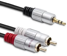 Qoltec Cable 2xRCA / Mini Jack 3.5mm male | 3m | Juodas