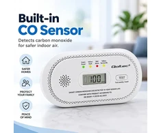 Qoltec Certyfikowany belaidis Czujnik tlenku węgla (czadu) | detektor CO | żywotność sensora 10 lat | alarm 85dB | LCD | Diody LED