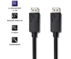 Qoltec DisplayPort v1.2 kištukas, 4K, 3 m