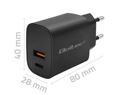 Adapteris Įkroviklis gan power pro 1xusb-c 1xusb 30w 5-20v 1.5-3a juodas Qoltec