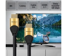 Qoltec HDMI v2.1 kabelis itin didelio greičio 8K | 60Hz | 28AWG | auksinis | 2 m