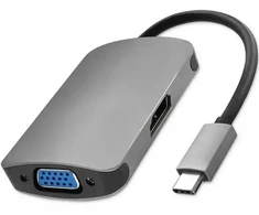 Qoltec 2-in-1 USB-C koncentratorius į HDMI | VGA