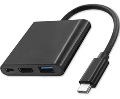 Qoltec 3-in-1 šakotuvas USB-C į USB 3.0 | HDMI | USB-C | 100W