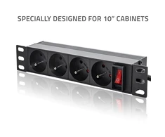Qoltec Aliuminis maitinimo ilgintuvas RACK 10'' 1U 16A 4xFRENCH 1.8m