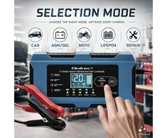 Qoltec Inteligentna kroviklis 12V 10A | Prostownik su funkcija naprawy | MCU | Auto OFF | 9-stopniowe ładowanie | AGM GEL LiFePO4