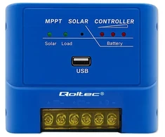 Qoltec Solarny regulator ładowania MPPT 15A do zasilania odbiorników DC i ładowania akumulatorów 12V / 24V | LiFePO4