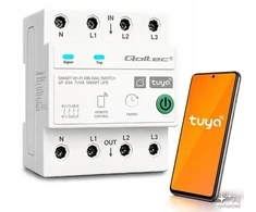 Qoltec Trójfazowy przekaźnik 63A na szynę DIN | 3P+N | Timer | Wi-Fi | Tuya | Smart Life | Amazon Alexa | 4P