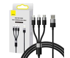 Greitas įkrovimas USB - M+L+C Baseus StarSpeed 3.5A 0.6m - Juodas