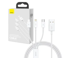 Greitas įkrovimas iš USB į M+L+C Baseus Superior Data 3.5A 1m (baltas)