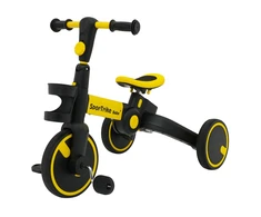 Stumiamas triratukas su rankene Happy Bike 3in1 Sportrike geltonos spalvos