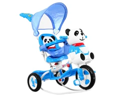Ramiz Triratis "Panda" mėlynas + garsai + stogelis + barjeras + atrama kojoms + rankena + laikymo skyrius