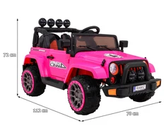 Ramiz Visureigis "Full Time 4WD" vaikams Rožinis + 4x4 pavara + Nuotolinio valdymo pultas + LED garso signalas + Daiktadėžė