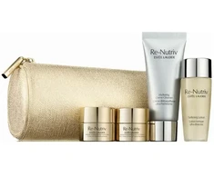Re-Nutriv Deluxe Set Estee Lauder: Re-Nutriv Hydrating Cleansing Kreminis, 30 ml + Re-Nutriv - Ultimate Lift Regenerating Youth Strengthens/Lifted &amp; Radiant Morning &amp; Night Kreminis For Face, 7 ml + Re-Nutriv - Ultimate Lift Regenerating Youth Brighter &amp; Lifted