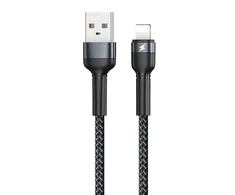 USB Lightning Remax Jany Alloy kabelis, 1m, 2.4A (juodas)