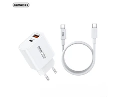 Įkroviklis Remax RP-U120 20W USB-C/USB-A + USB-C to USB-C cable 1.0m baltas