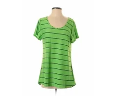 Rexona Lularoe Short Sleeve Top Žalias Stripes Crew Neck Tops - Used - Size Medium
