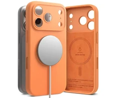 „Ringke iPhone 17 Pro Max“ silikoninis magnetinis dėklas, mandarinų spalvos