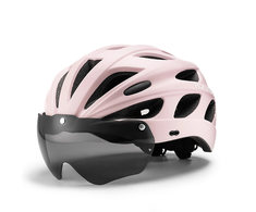 Rockbros Bike šalmas with Visor, Detachable UV Goggles, Detachable Visor, Unisex – rožinės spalvos