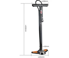 Rockbros Grindų siurblys su slėgio matuokliu GP6532B – juodas ir oranžinis