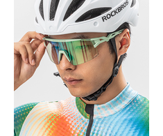 Rockbros Polarized dviratininko akiniai su UV apsauga ir Corrective Insert – baltos spalvos