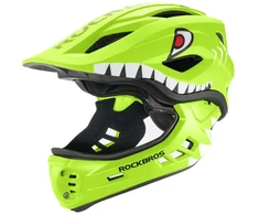 Rockbros TT-32003 „Shark“ vaikiškas dviračio šalmas su nuimamu žiočių rinkiniu, S dydis (48-52) - Žalias