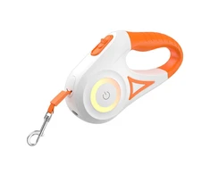 Rojeco Dog automatinis pavadėlis LED 5 m (balta ir oranžinė)