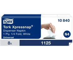 TORK Universal XPRESSNAP servetėlės, 1 sluoksnio, 225 servetėlės, 21,6 x 33 cm, baltos, 5 vnt./pak.