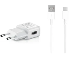 Samsung EP-TA200EWE kelioninis įkroviklis | 15 W | USB-A, USB-C | su USB-A į USB-C kabeliu | balta (OEM)