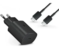 Samsung EP-TA800EBE travel charger | 25W | USB-C | with USB-C to USB-C cable included | juodas (OEM)