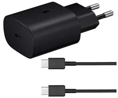 „Samsung EP-TA800EBE“ kelioninis įkroviklis | 25 W | USB-C | su pridedamu USB-C–USB-C laidu | juodas