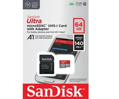 SanDisk memory card Ultra Android Micro SDXC 64GB 140MB/s A1 Cl.10 UHS-I + adapter