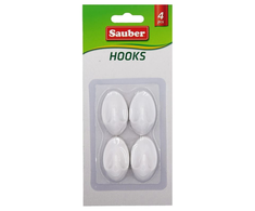 PNY Sauber Kabliukai 4vnt 2,3x4cm, ovalios baltos
