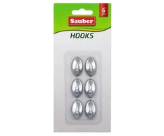 Sauber Kabliukai 6vnt 1,5 x 2,5cm, ovalios sidabras