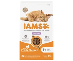 IAMS Hairball Control sausas maistas katėms su vištiena, 3kg